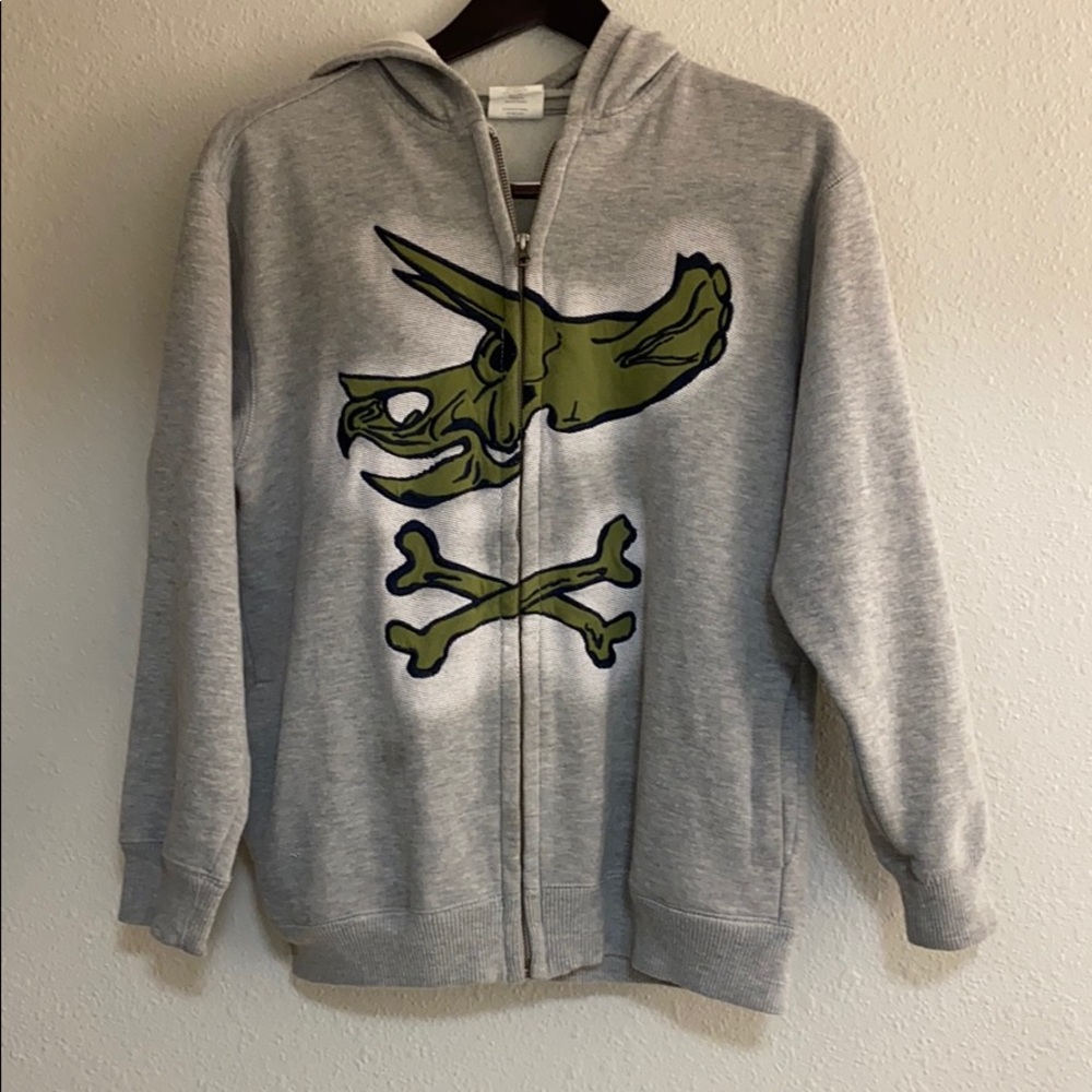 Crazy 8 Boys Size XL Grey Green  Dinasour jacket